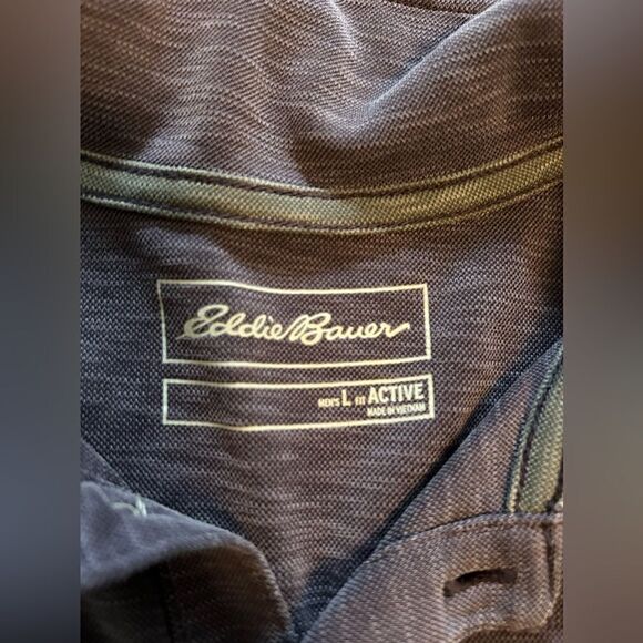 Eddie Bauer Mens Active Polo Shirt Purple Short Sleeve Button Up Stretch L Large - Picture 14 of 16